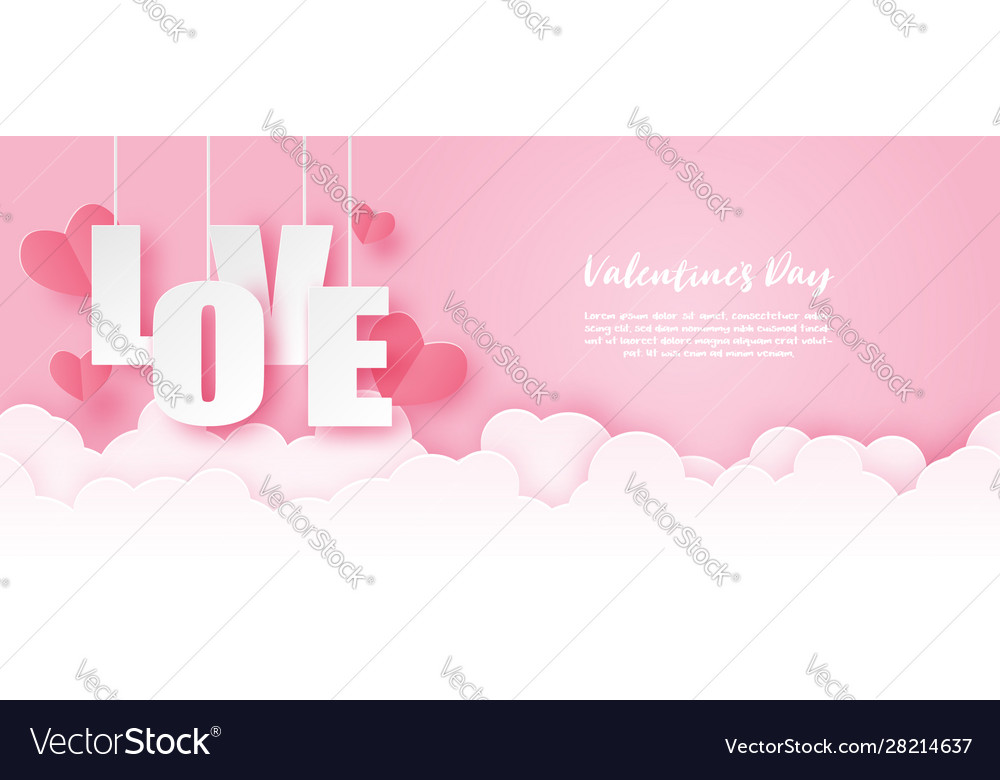 Love valentines day banner with hanging