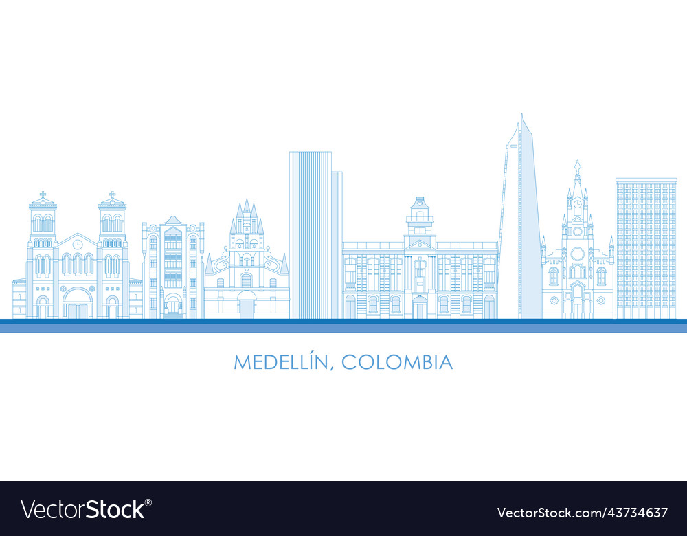 Outline skyline of city medellin colombia