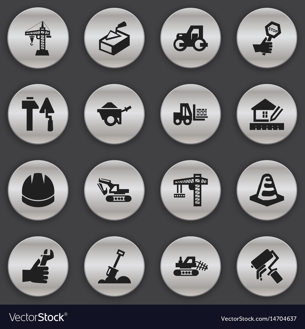 Set of 16 editable building icons includes