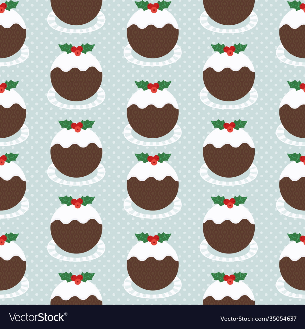 Traditional christmas pudding seamless pattern