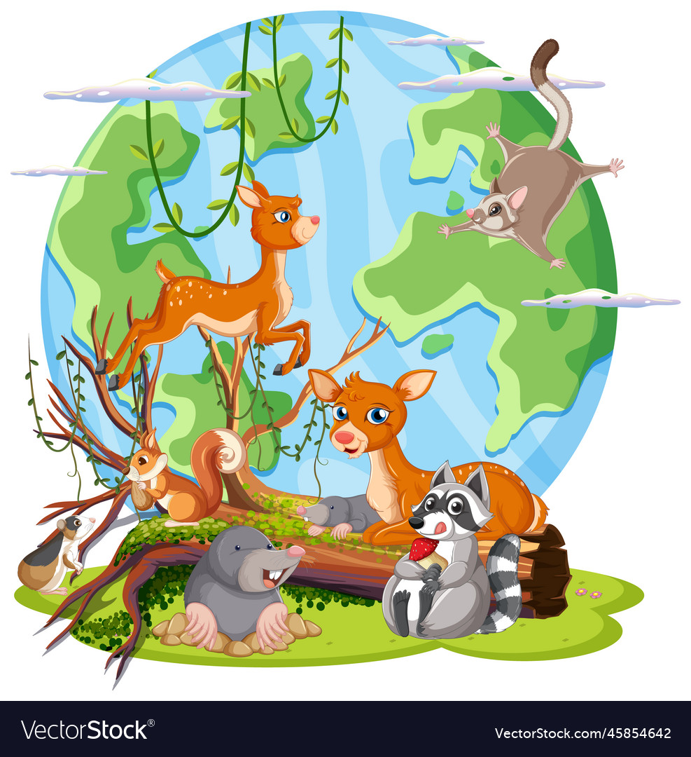 Animals on the planet earth Royalty Free Vector Image Animals on the planet earth Royalty Free Vector Image