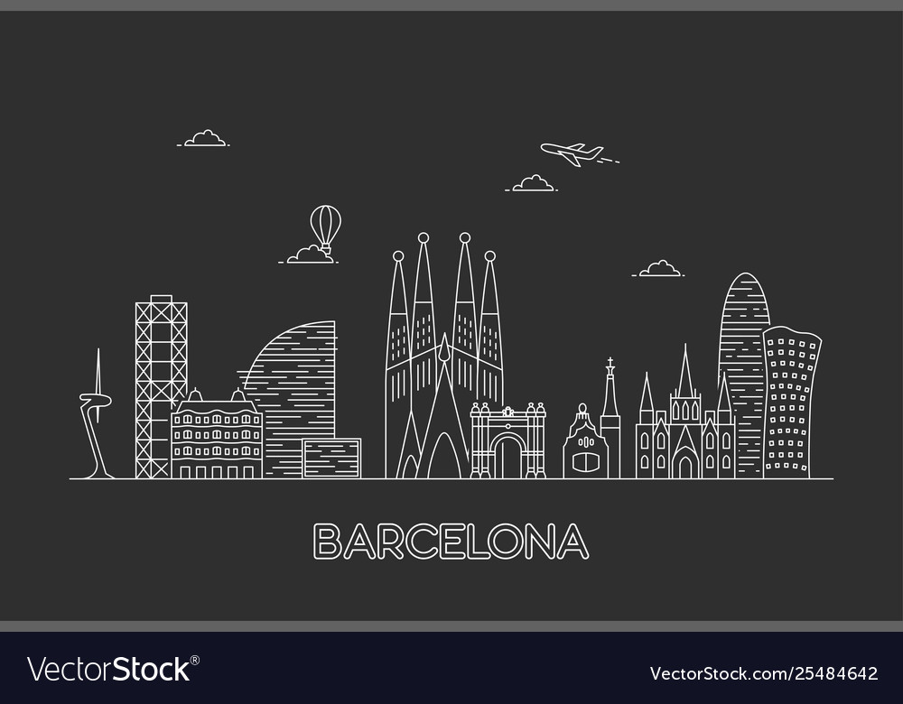 Barcelona city skyline Royalty Free Vector Image