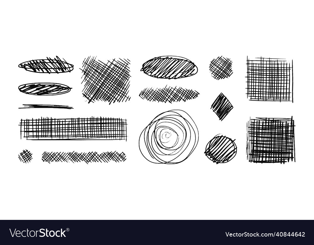 Collection of hatched lines of different scribble Vector Image