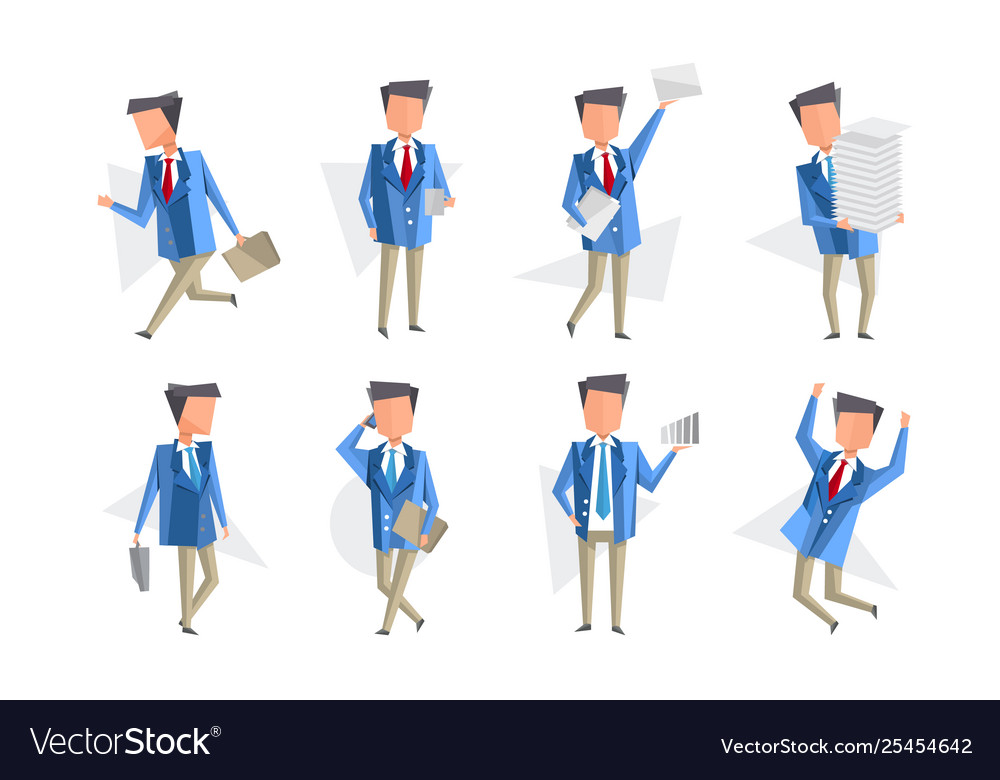 Flat set icons with businessman office