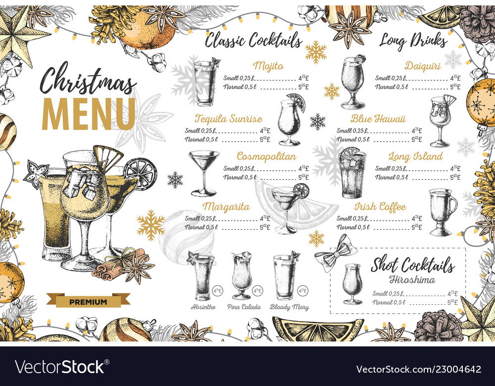 Hand drawing christmas holiday menu design