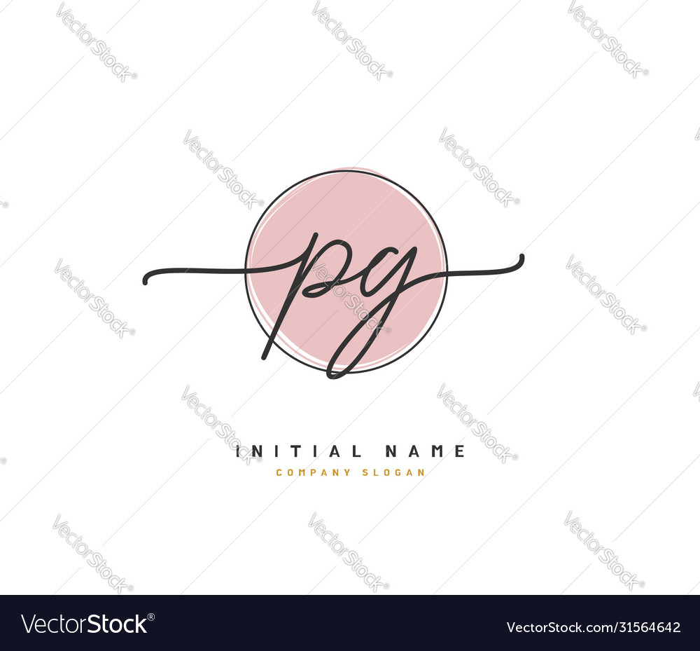 P g pg beauty initial logo handwriting