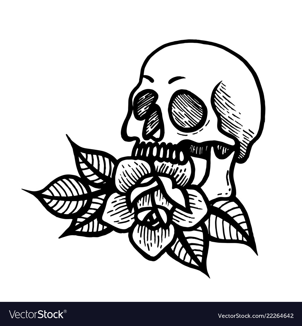 cool drawings of skulls and roses