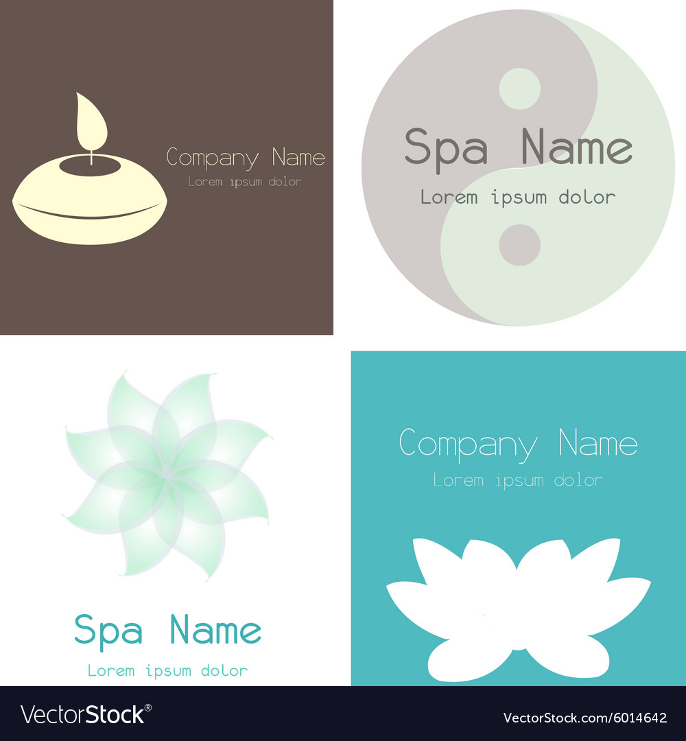 Set colored background with text and spa icons