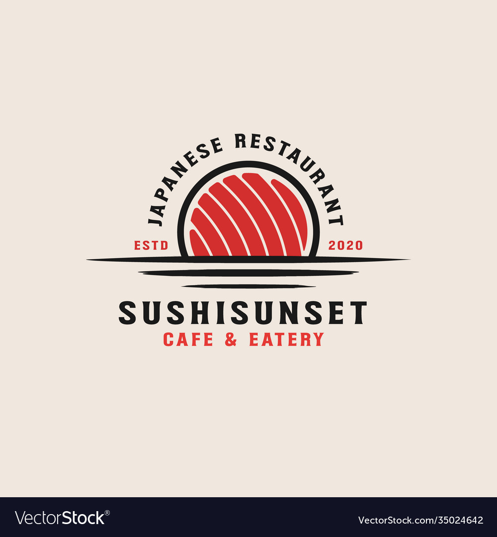 Sushi sunset logo template vector image Sushi sunset logo template
