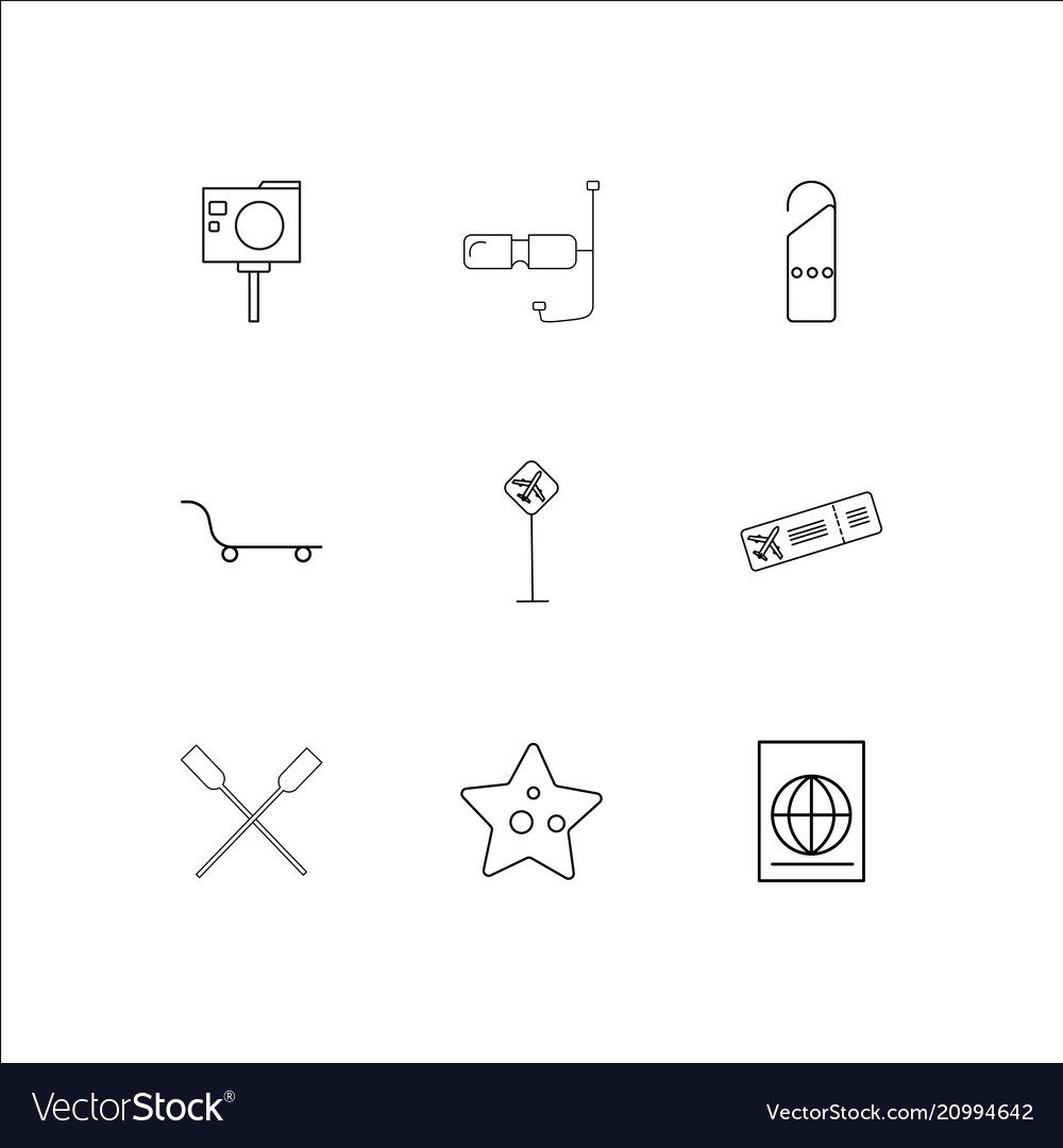 Travel and tourism linear outline icons set