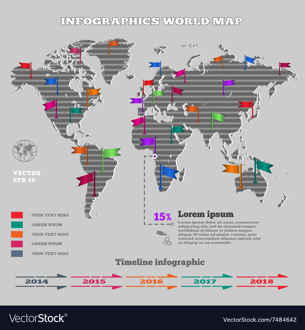 World map pattern gray striped silhouette