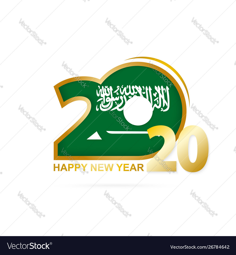 Year 2020 with saudi arabia flag pattern happy Vector Image