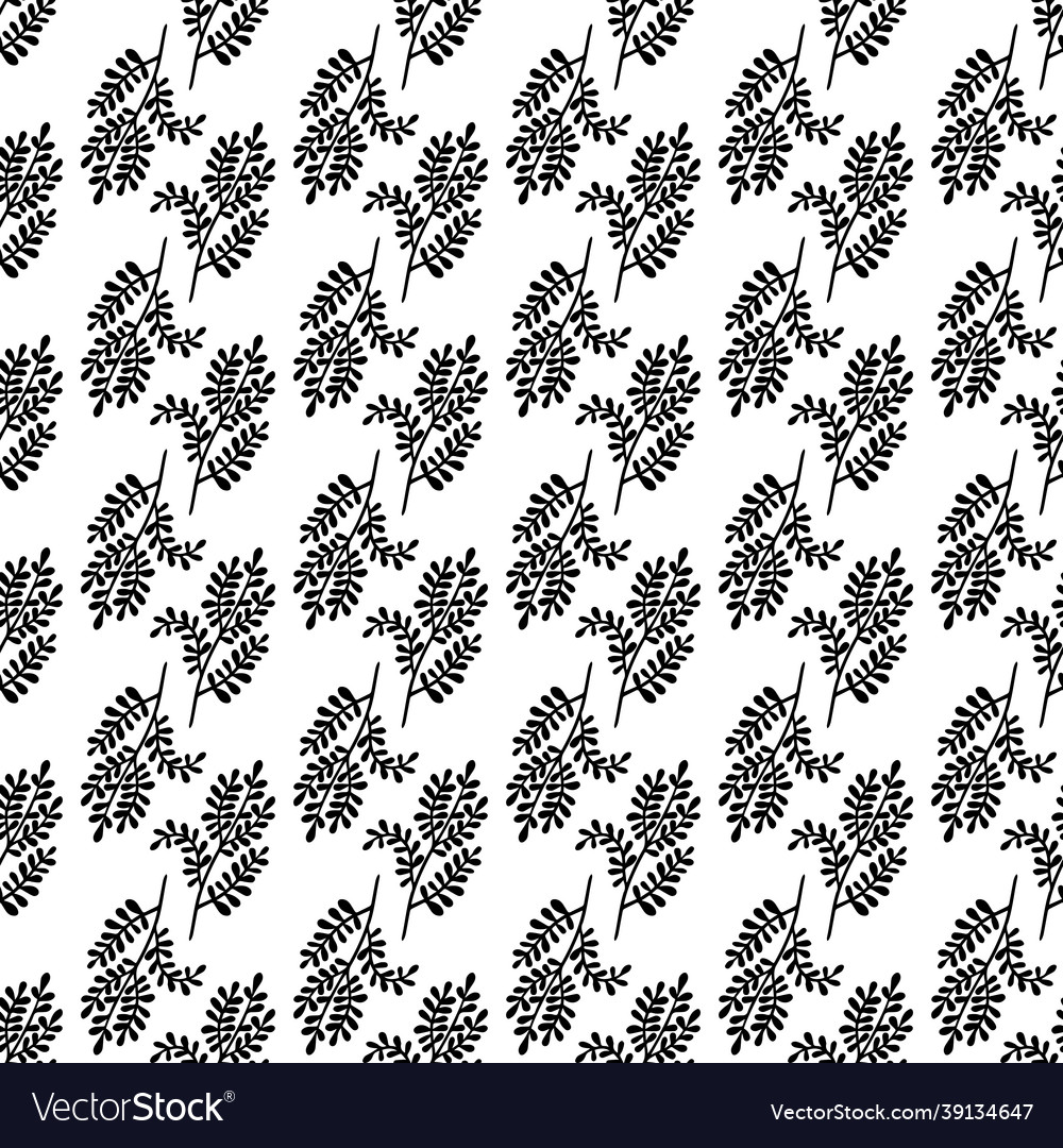 Black and white floral seamless pattern