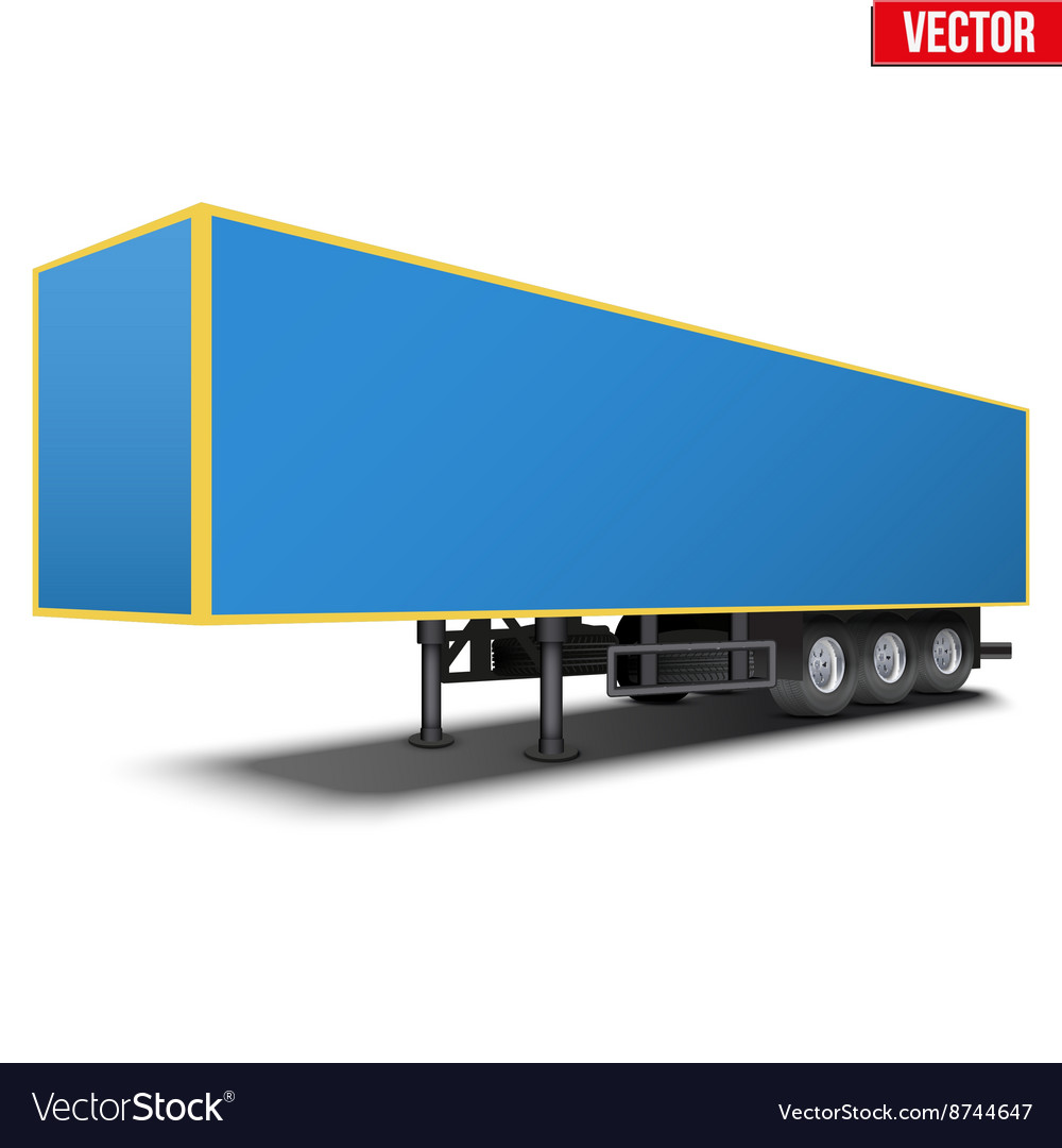 Blank blue parked semi trailer