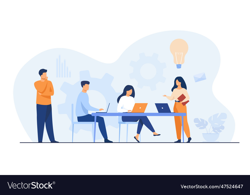 Company employees planning task and brainstorming Vector Image