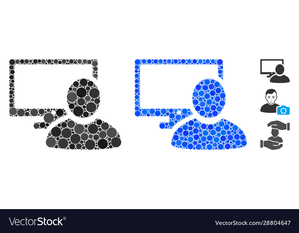 Computer user composition icon spheric items vector image Computer user composition icon spheric items