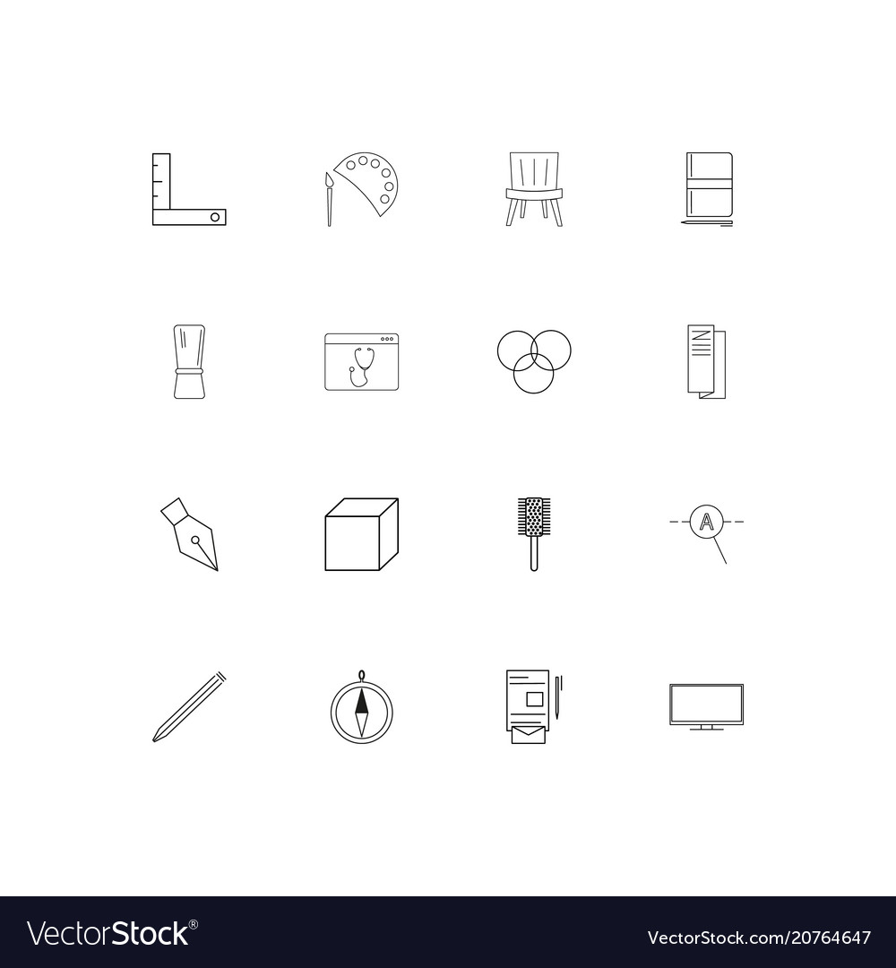 Creative process and design linear thin icons set
