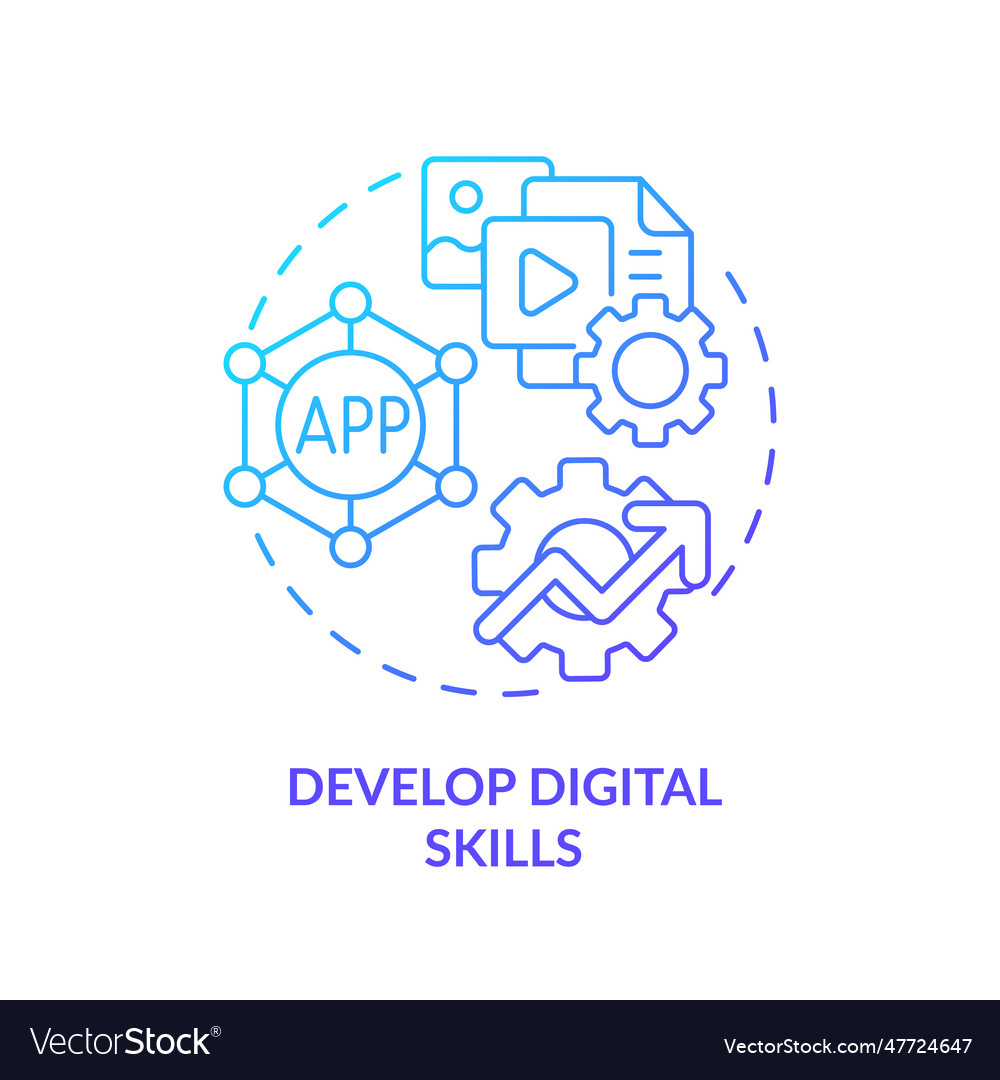 Develop digital skills blue gradient concept icon vector image Develop digital skills blue gradient concept icon