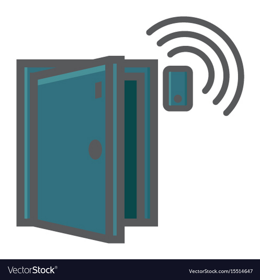 Door sensor colorful line icon security and alarm