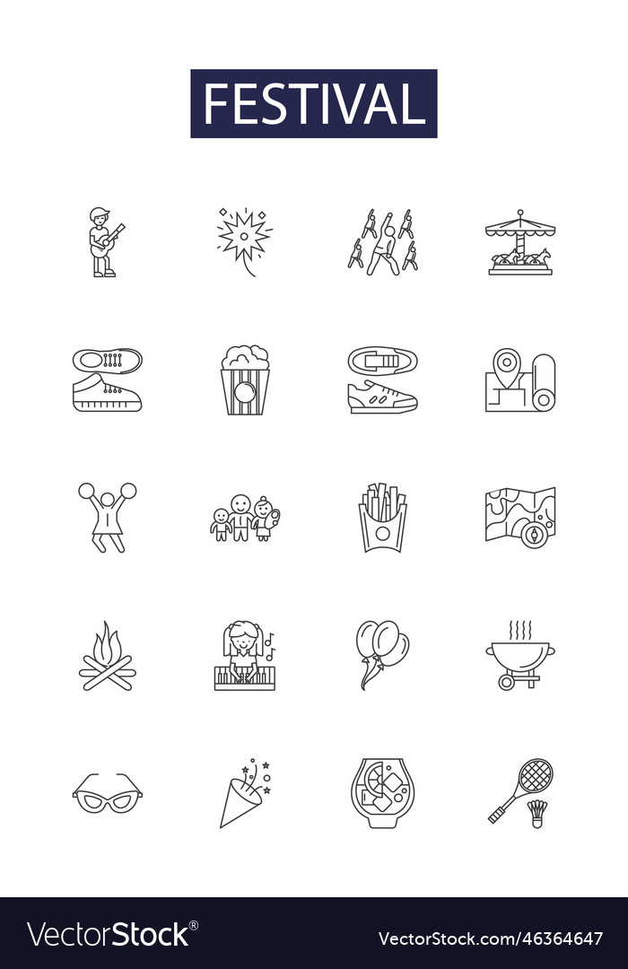 Festival line icons and signs gather Royalty Free Vector