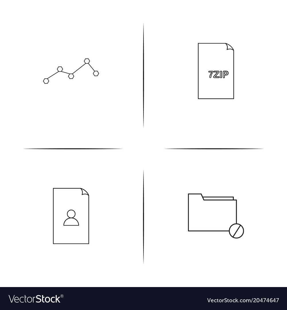 Files and folders sign simple linear icons set
