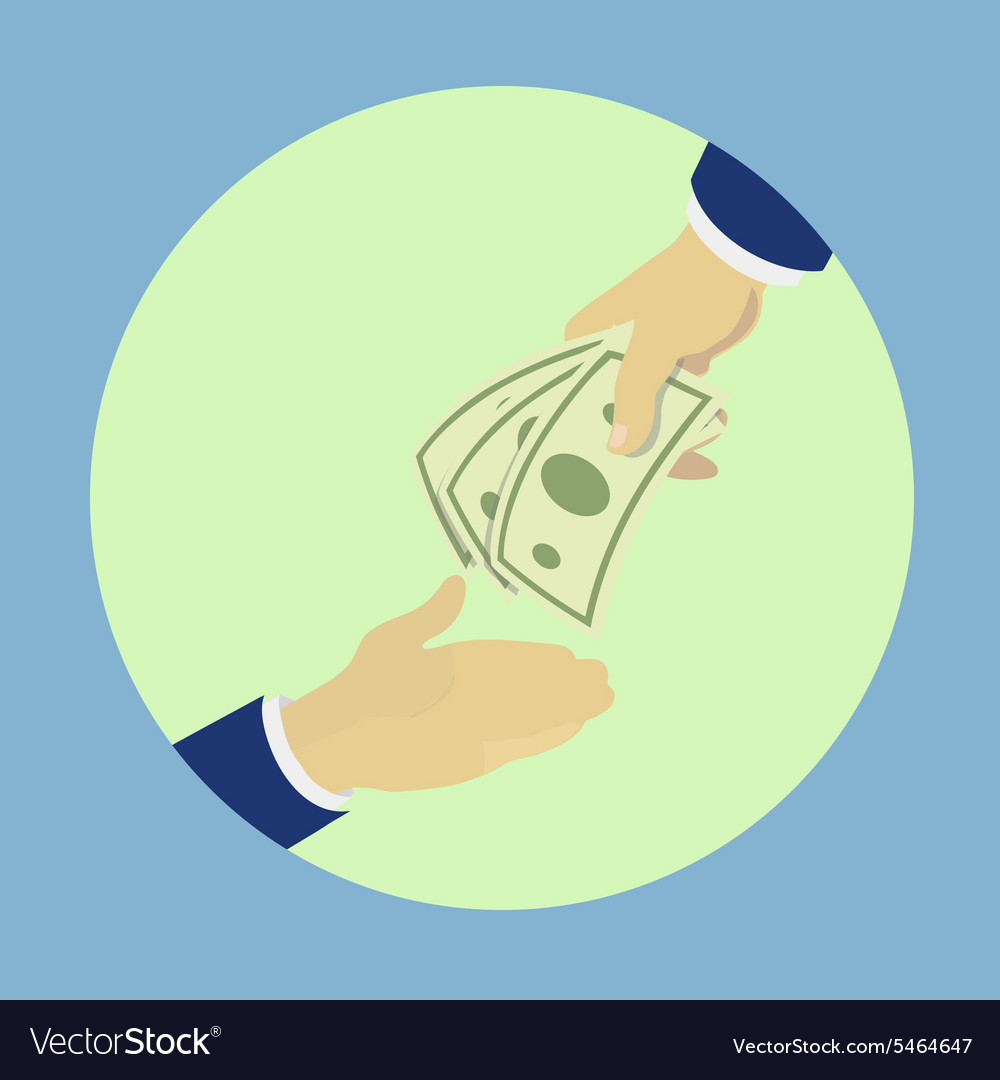 Hand holding green banknotes giving Royalty Free Vector