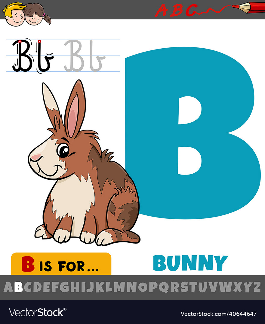 Letter B From Alphabet With Cartoon Bunny Animal Vector Image