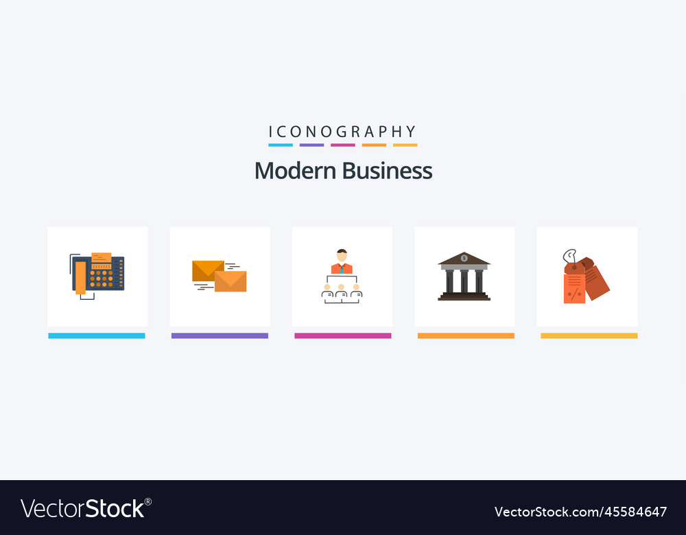 Modern business flat 5 icon pack including