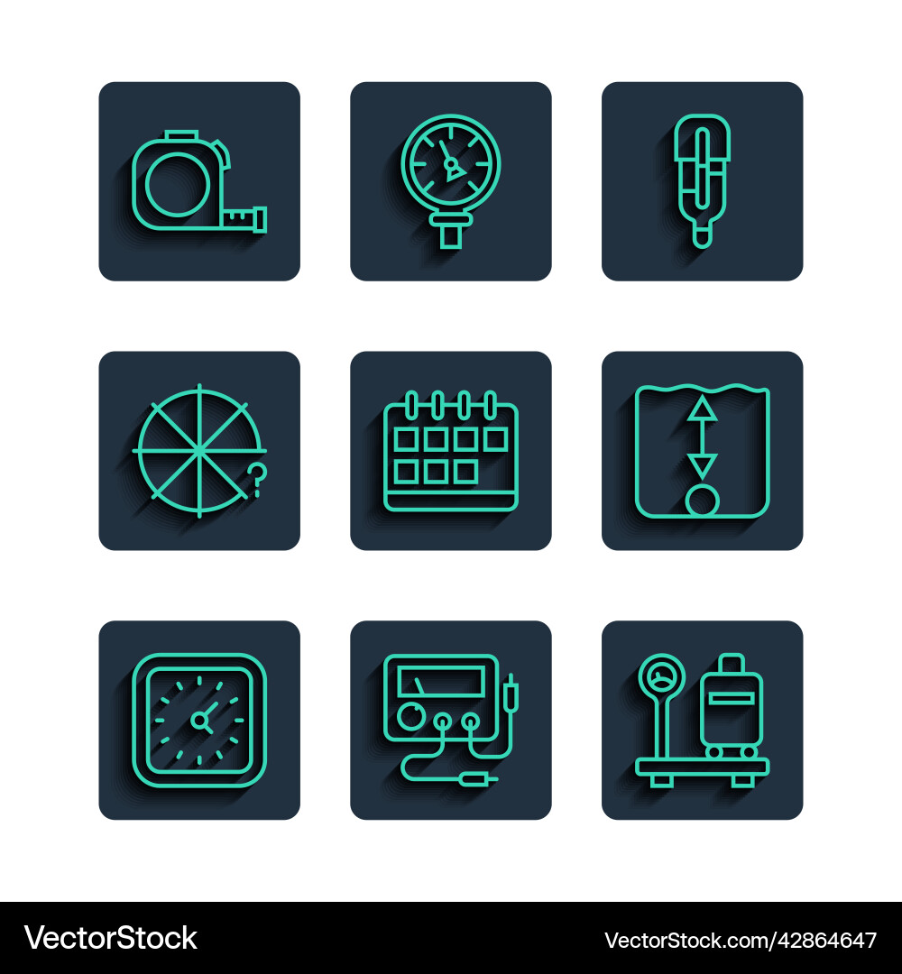 Set line clock multimeter voltmeter scale Vector Image