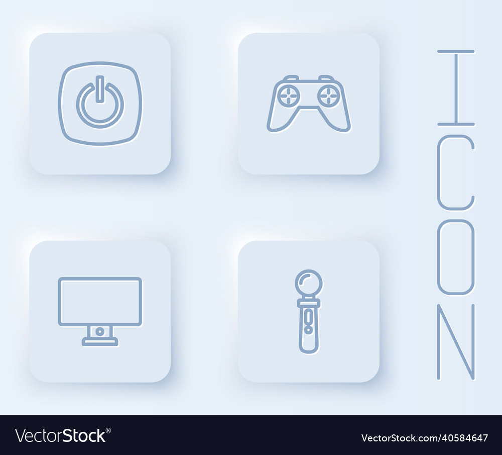 Set line power button game controller or joystick vector image Set line power button game controller or joystick