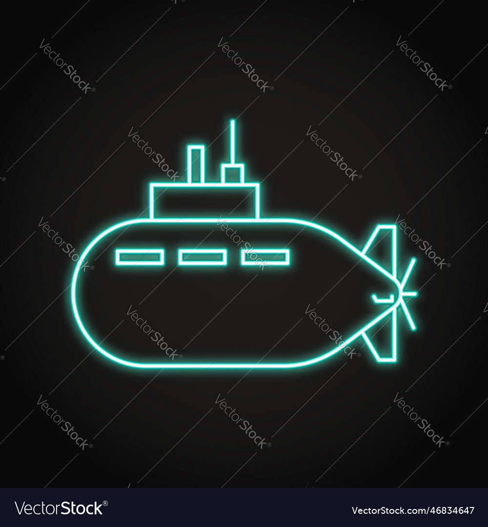 Submarine neon icon in line style