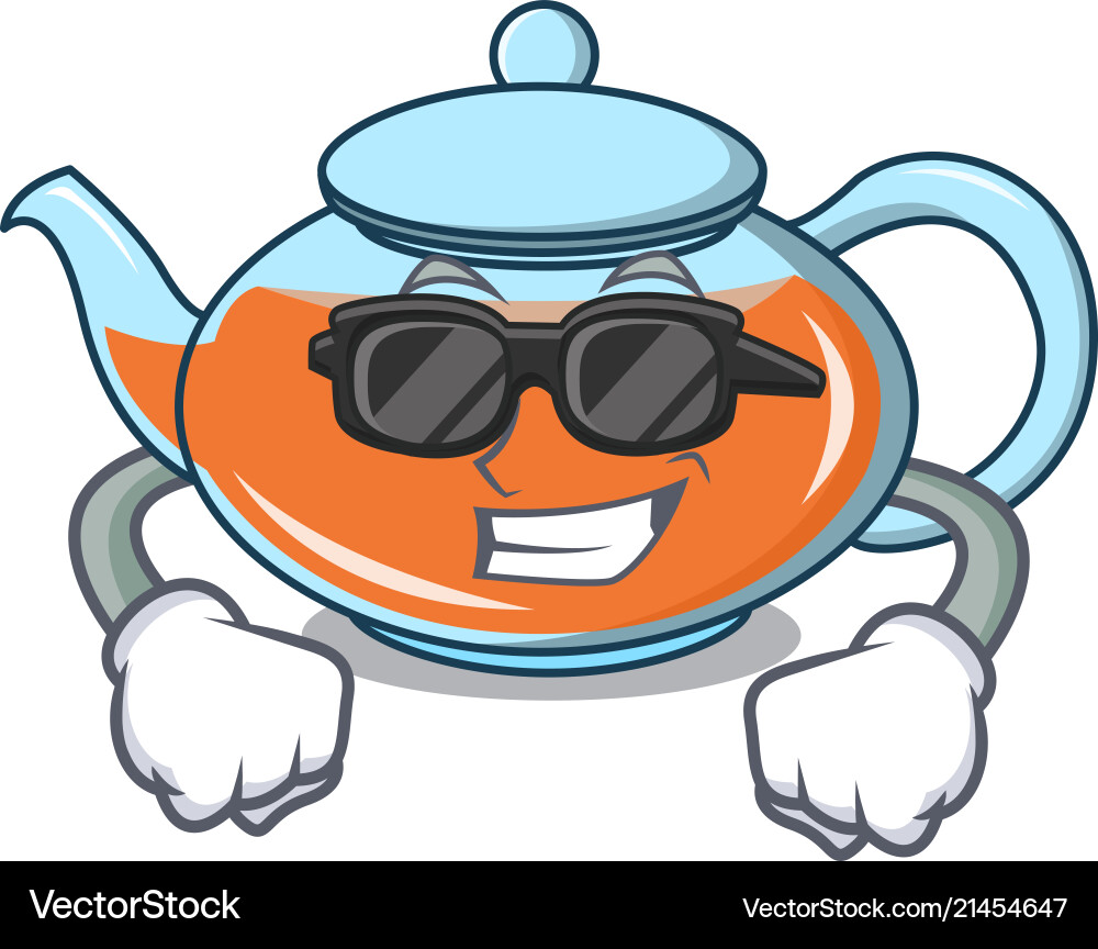Super cool transparent teapot character cartoon Vector Image