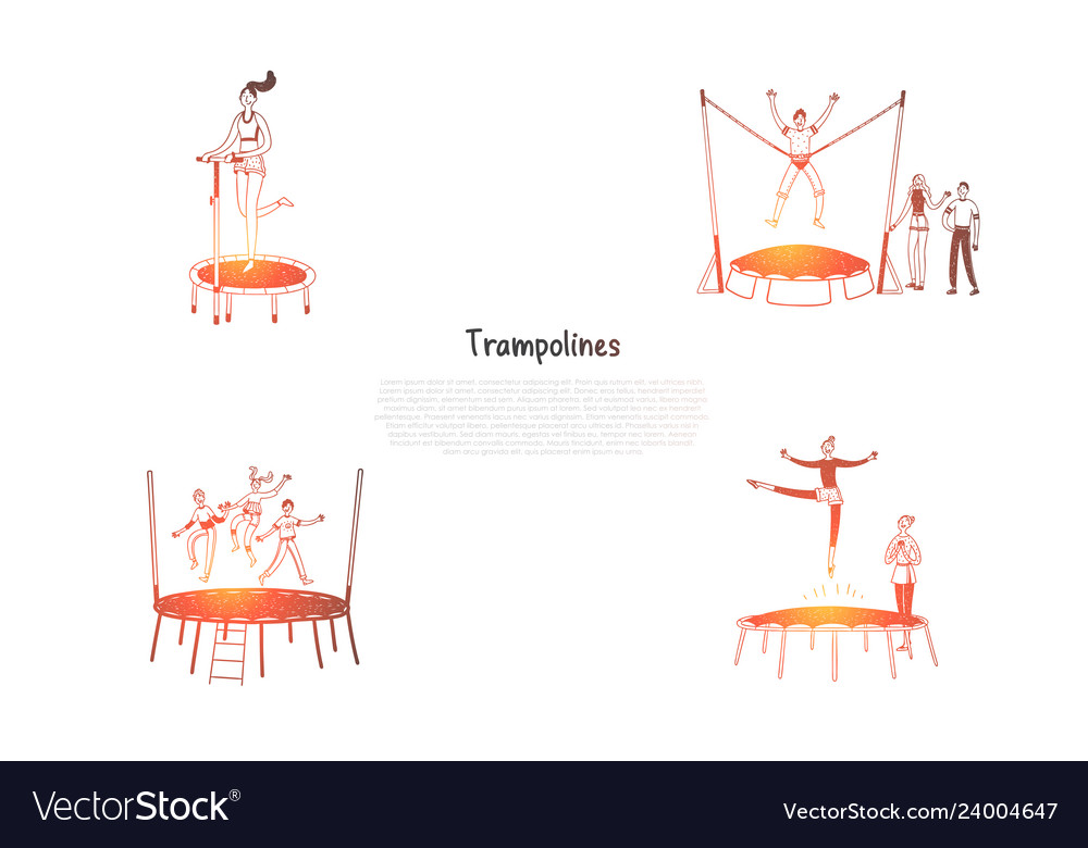 Trampolines - happy people jumping