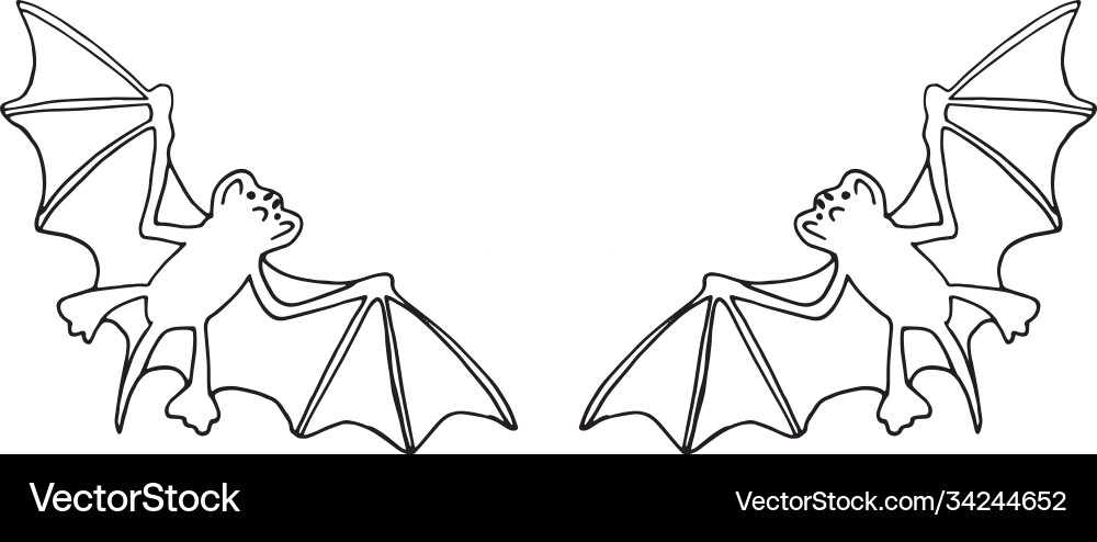 Bat sketch frame border hand drawn doodle Vector Image