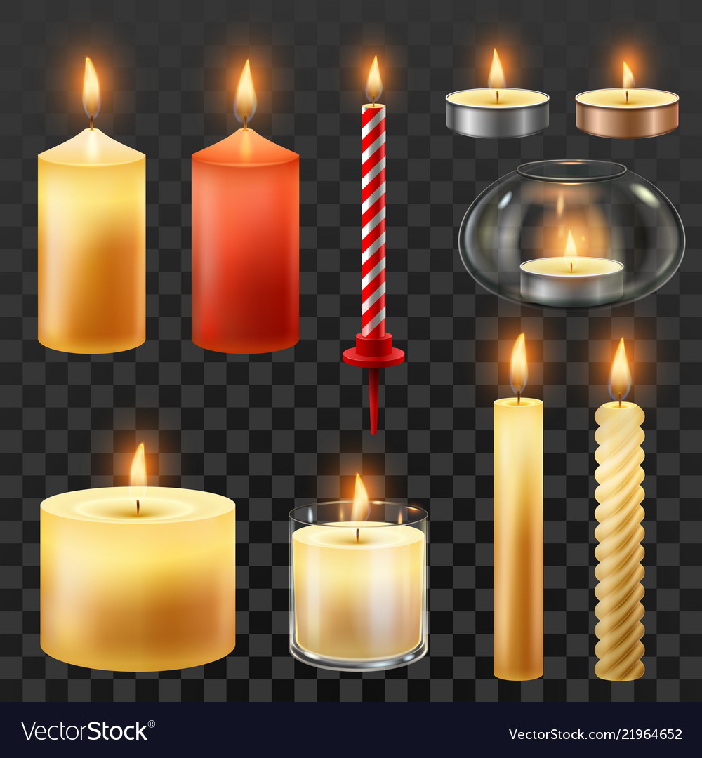 Candle fire wax candles for xmas party romantic Vector Image