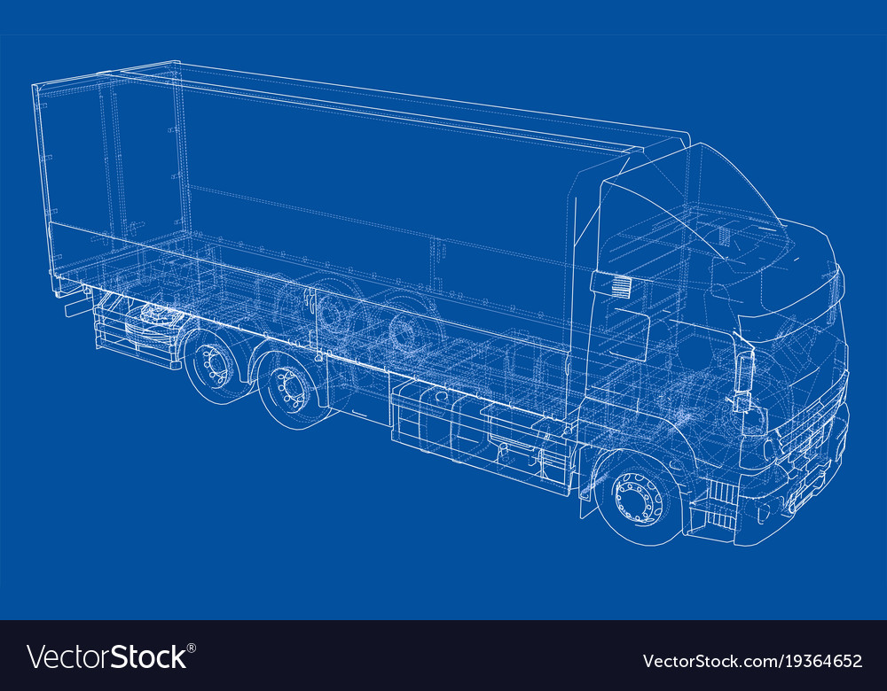 European truck outlined Royalty Free Vector Image