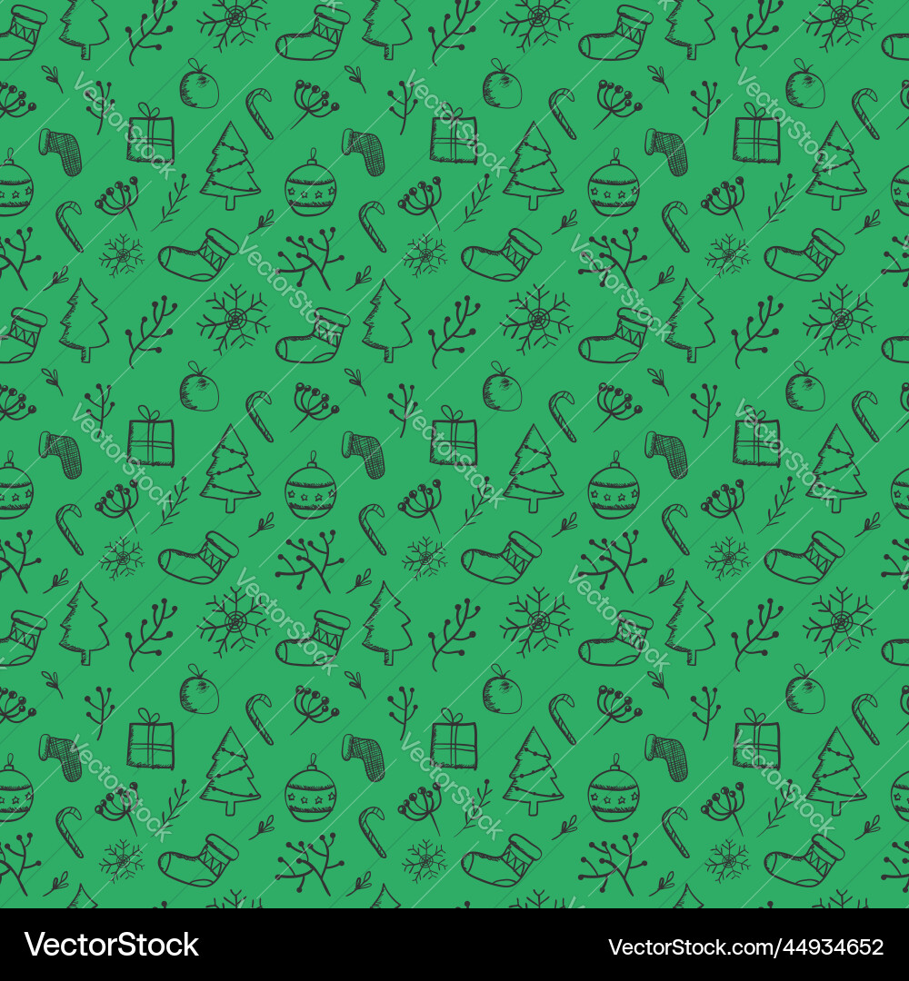 Hand drawn christmas seamless pattern background Vector Image