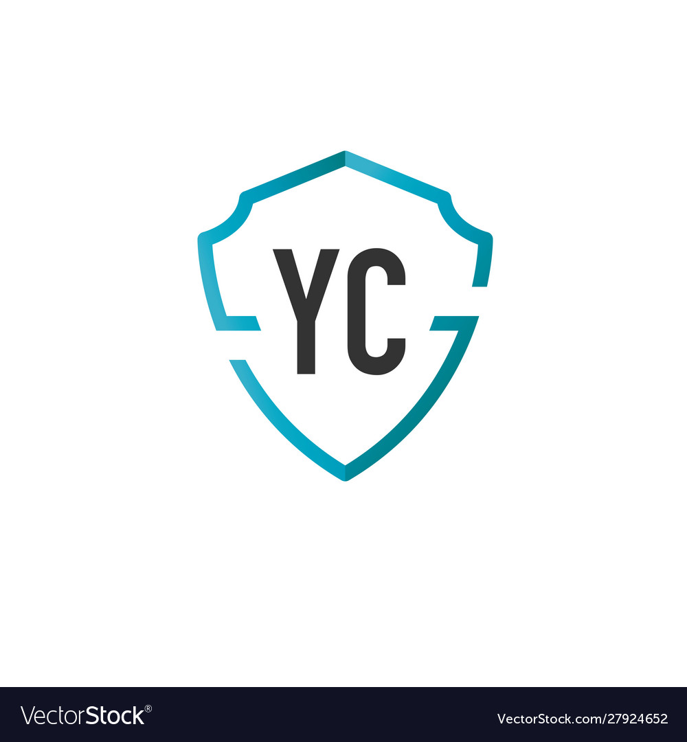 Initials letter yc creative shield design logo