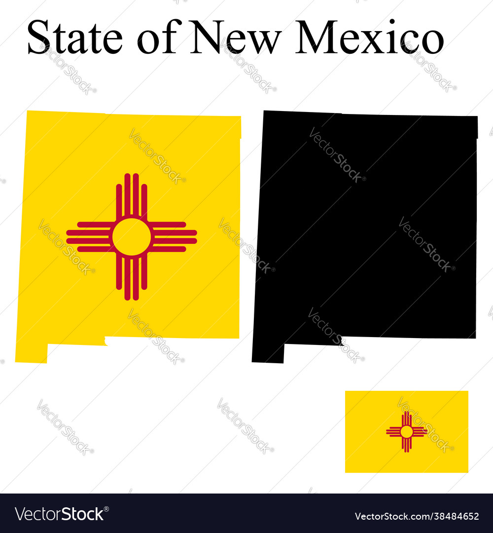 Set maps new mexico usa flag on map