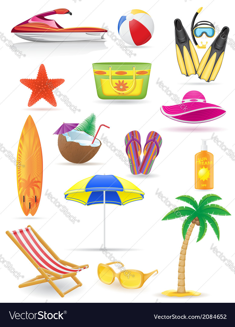 Set of beach icons 03