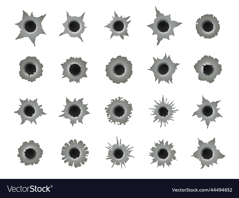 Shot holes gun bullet circle crack ragged Vector Image