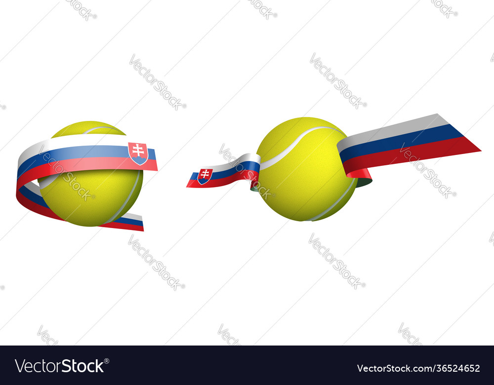 Sports tennis ball in ribbons with colors flag