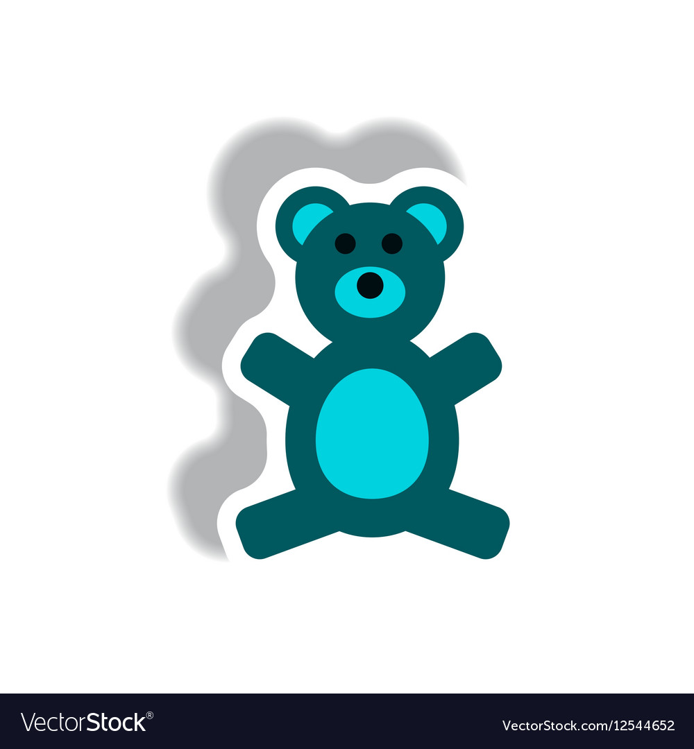 Stylish icon in paper sticker style toy bear