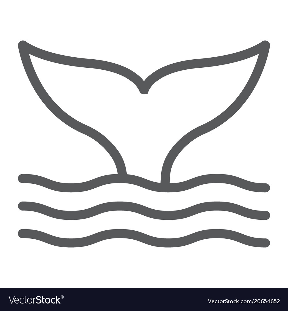 Whale tail line icon animal and underwater Vector Image