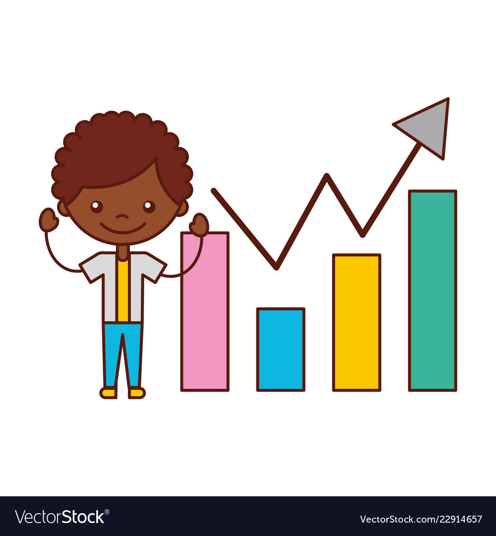 Boy with statistics chart bar