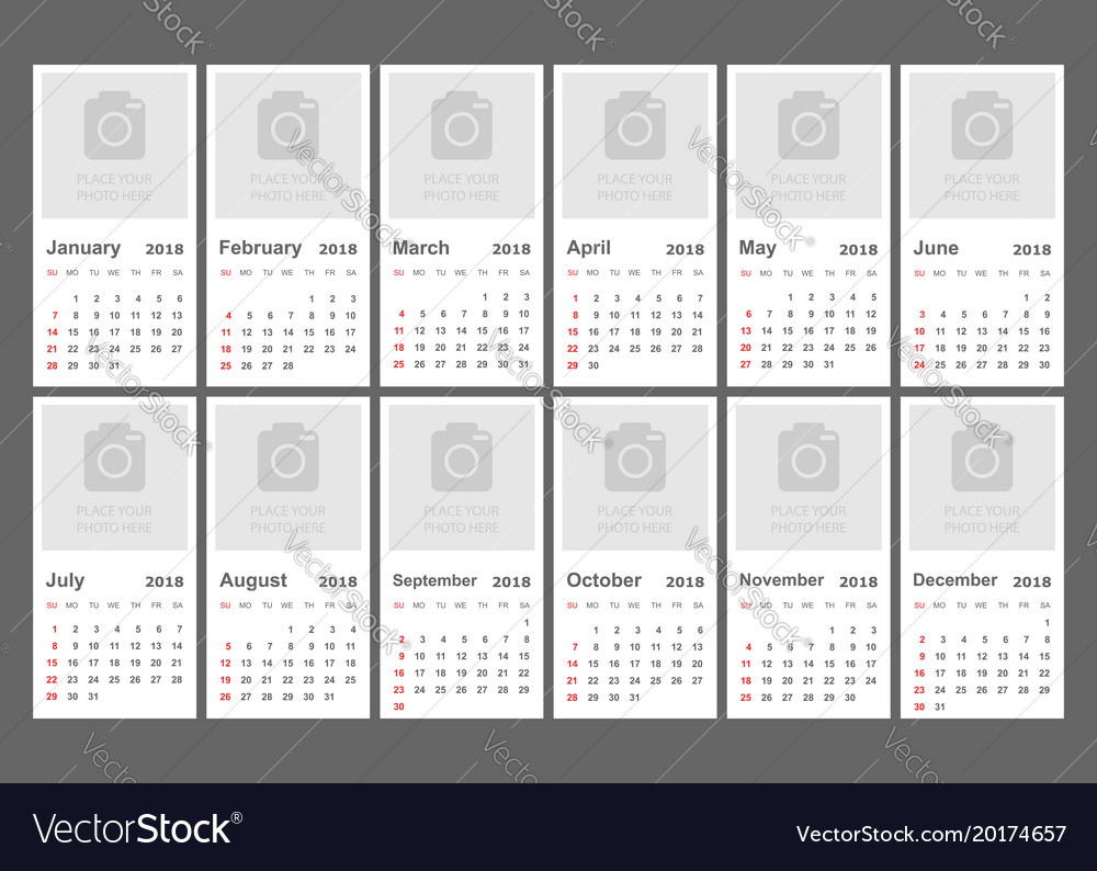 Calendar 2018 year in simple style