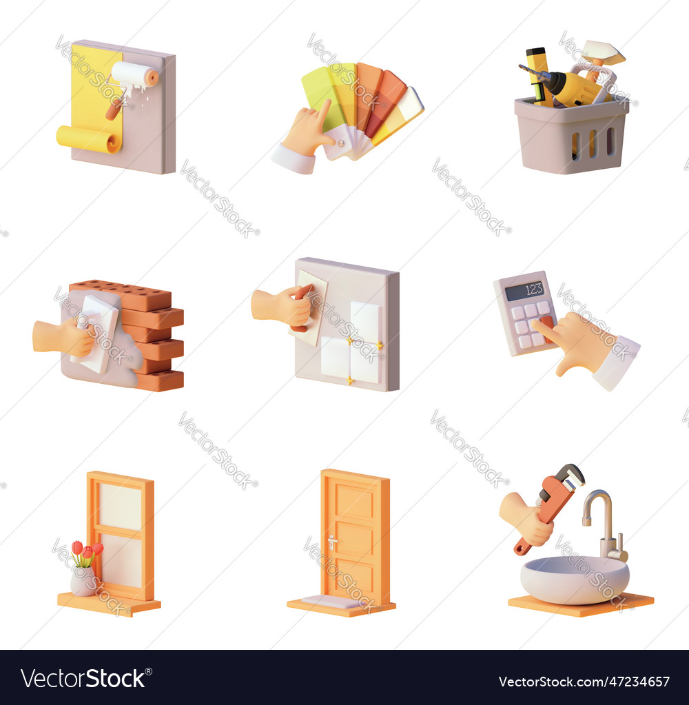 Construction and home renovation icons set Vector Image