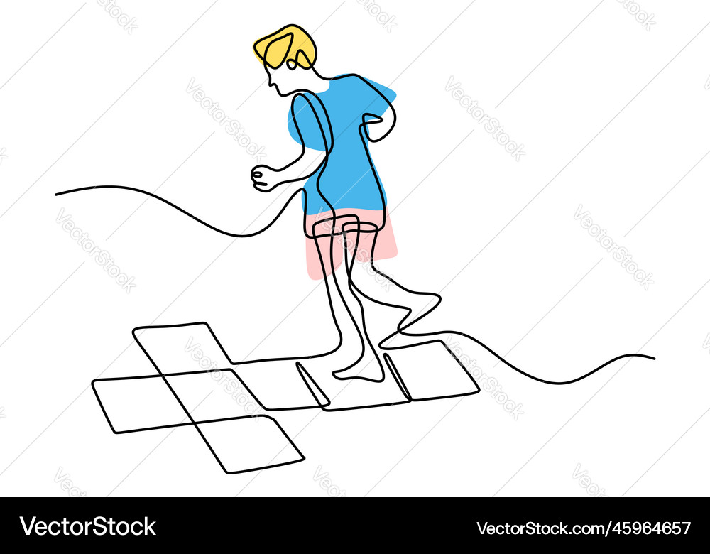 Continuous single line drawing of a boy playing Vector Image