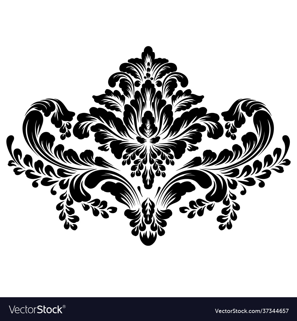 Damask central element isolated vector image Damask central element isolated