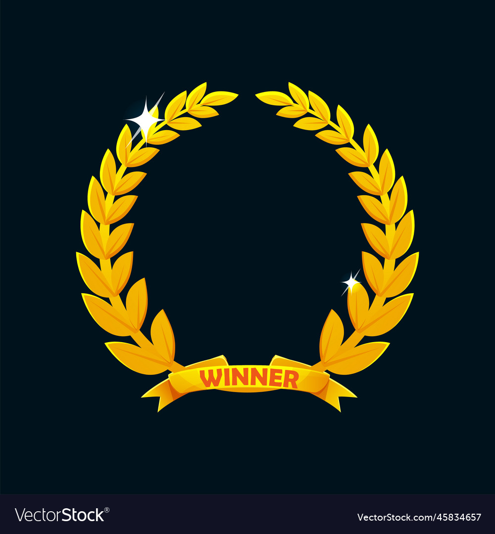 Golden laurel wreath award isolated icon for game